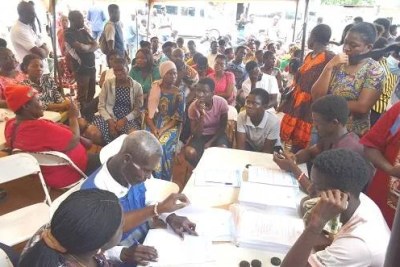 Eligible voters being registered at one of the centres during the exercise